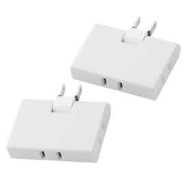 ELECOM ECT-41-2WH Triple Power Strip, 2-Pack, Swing Plug, Heat-Resistant Resin, PSE Compliant, White