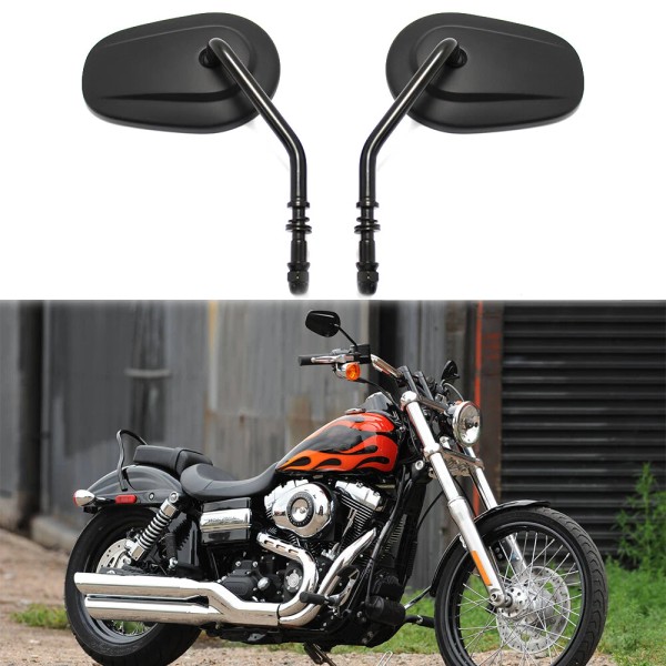 Unbranded 2x Motorcycle Black Custom Rear View Mirror For Harley