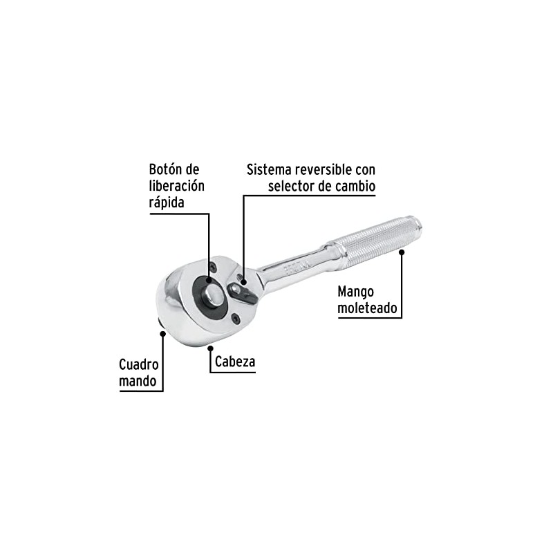 Pretul M-1252PB, Matraca liberación rápida, cabeza pera, cuadro 1/2", Pretul