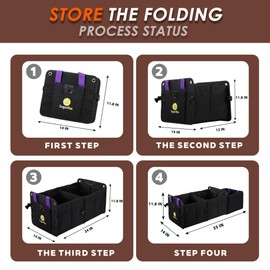 SugarFox Large Capacity Trunk Organizer for Car & SUV – Waterproof with 8 Mesh Pockets, collapsible & Adjustable compartments,84L Durable Storage with Non-Slip Base, Black