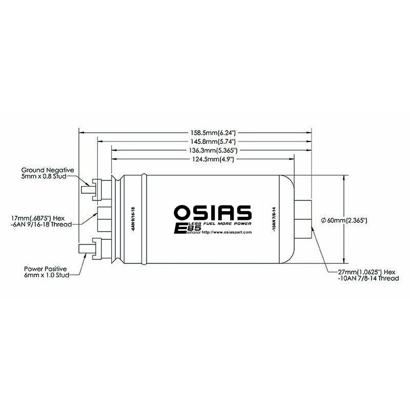OSIAS 380LPH UNIVERSAL FUEL PUMP w/ BRACKET KIT & FILTER