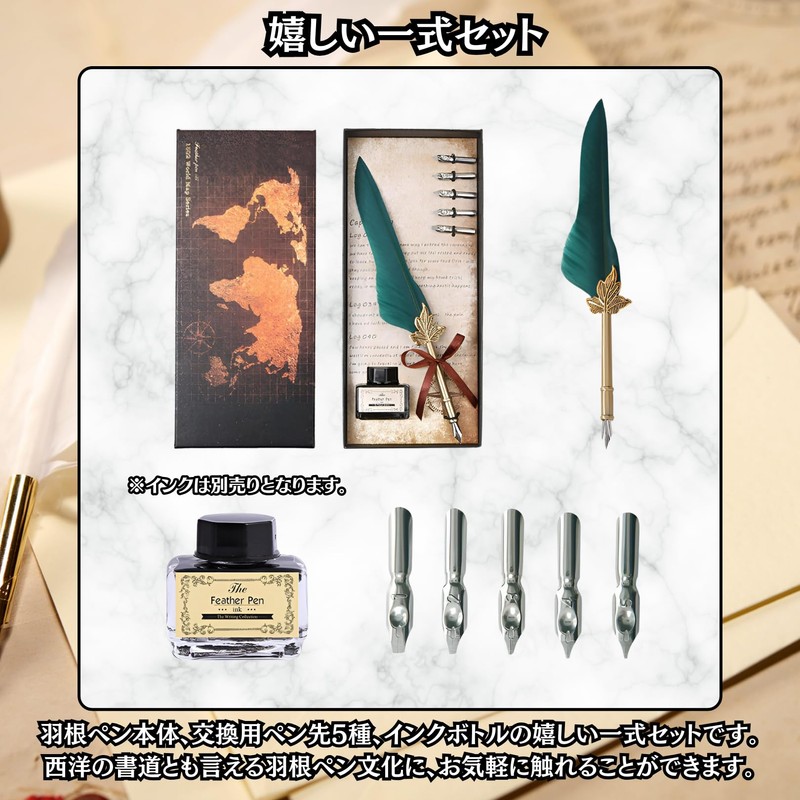 Charmoon Quill Pen Antique Ink Bottle Gift Box Set Fountain