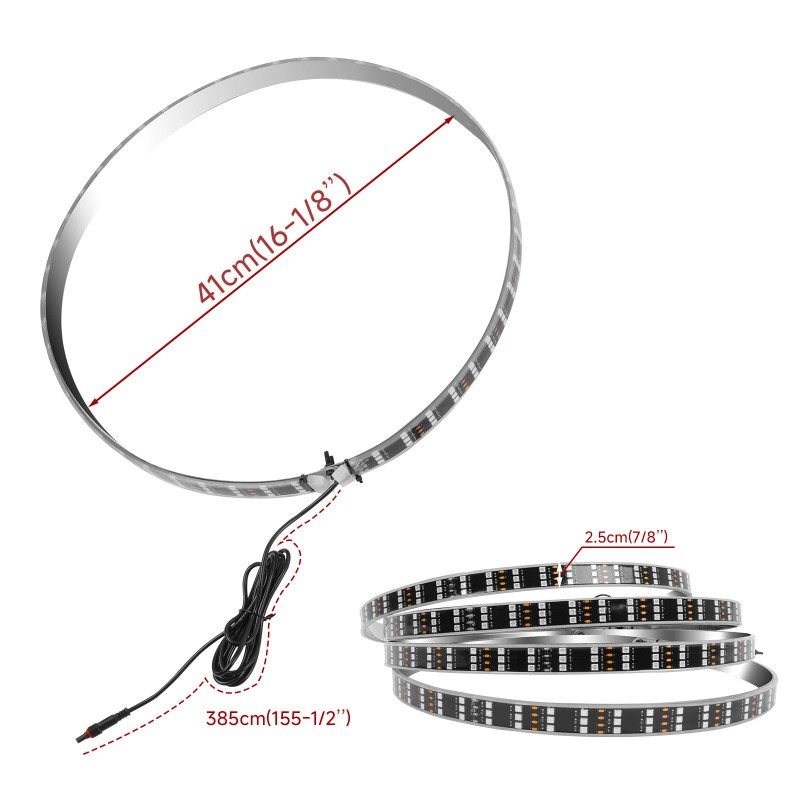 KEEPDSGN 4PCS 15" RGB LED Wheel Ring Lights Chasing Rim