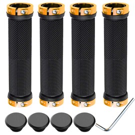QitinDasen 2 Pairs of Bicycle Handlebar Grips, Non-Slip Rubber Bicycle Grip, Ergonomic Bicycle Grips, Bicycle Grips Protector for MTB BMX (Golden)
