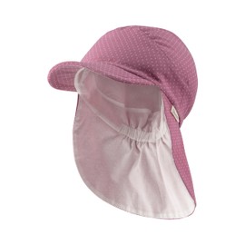 Sterntaler Girls' Peaked Cap with Neck Protection Printed with Dots Sun Hat, Velvet pink., 49