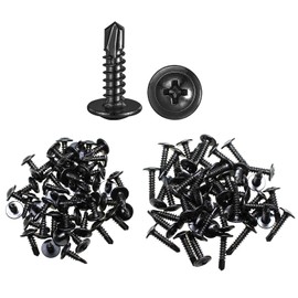 Bxian 100PCS #8 Black 410 Stainless Steel Combination Kit Truss Head Self Tapping Screws 1/2 and 3/4 Inch for Door Handle Machinery Industry Furniture Fasteners Small Repair