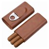Leather Cigar Case Three-Finger Portable Cigar Humidor Cowhide Material Leather