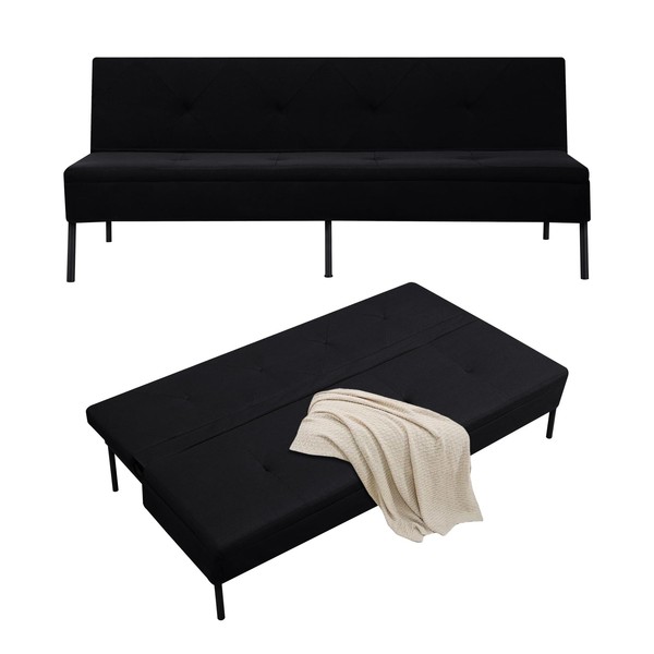 63” Convertible Futon Sofa Bed, Modern Adjustable Sleeper Couch, Loveseat