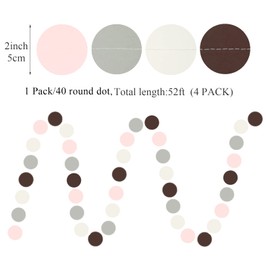 Gray Brown Pink White Party-Decorations - 52Ft Paper Garland Rustic Birthday Streamers Baby Shower Bridal Shower Wedding Boho Theme Decor