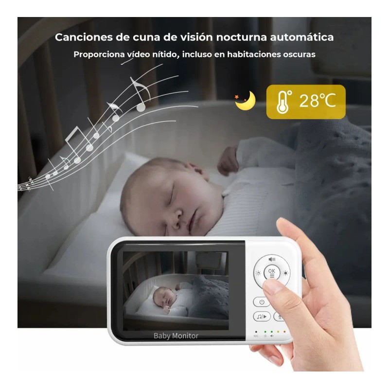 Ttmxi Monitor Para Bebé 3.2 Pulgadas Con Cámara Visión Audio