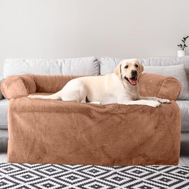 Petmaker Dog Bed for Medium Pets - Plush Couch Covers for Dogs and Cats - Dog Bed with Removable Washable Cover - Puppy Essentials (Beige)