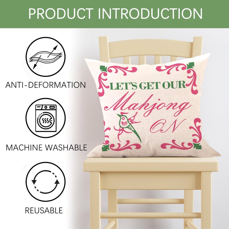 Fjfz Chinese Mahjong Queen Decorative Throw Pillow Covers 18 x