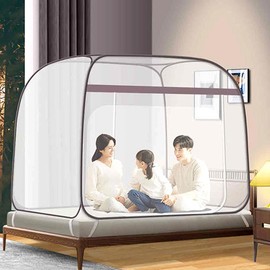 One-touch square bed, summer mosquito net, mosquito net with bottom, super single (1-2 people) / 원터치 사각 침대 여름모기장 방충망 바닥 있는 모기장, 슈퍼싱글(1~2인용)