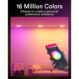 Lumary 4 Inch Smart WiFi Recessed Lights, 9W 780LM Ultra-Thin LED Recessed Lighting, Smart LED Wafer Downlights with Junction Box, Works with Alexa/Google Assistant/BT Remote, ETL Listed, 4 Pack