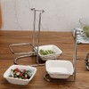 2Pcs Stainless Steel Standing Spoon Rest Stand with Ceramic Spoon