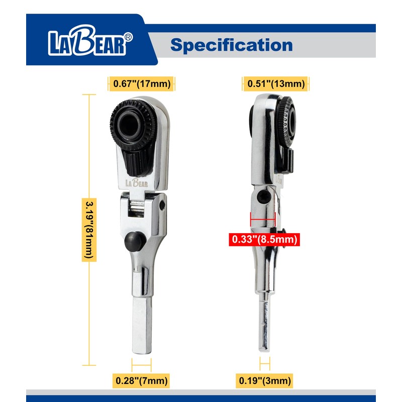 LABEAR - Flat End Flex Head EDC Ratchet Wrench Set