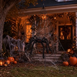 5M Triangle Spider Web for Halloween Decor – Large Cloth Cobweb for Yard, Porch, Haunted House & Party Displays
