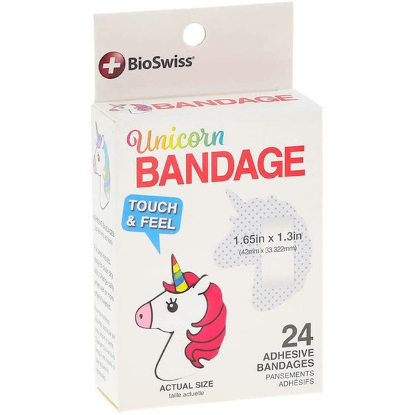 BioSwiss Novelty Bandages Self-Adhesive Funny First Aid, Novelty Gag Gift (24pc) (Unicorn)
