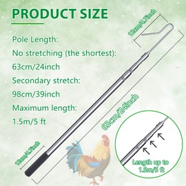 Fabbay Chicken Catcher Leg Hook Stainless Steel Retractable Long 24 to 59 Inch Chicken Grabber Leg Hook Coop Accessories Tool Pole for Poultry Turkey Geese Duck Fowl Bird Sheep Goat Farm Animal