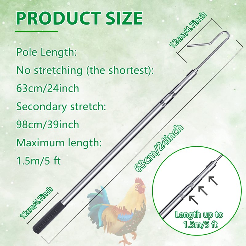 Fabbay Chicken Catcher Leg Hook Stainless Steel Retractable Long 24