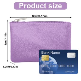 2 Pack Leather Zipper Coin Purse, Portable PU Leather Coin Purse,Mini Coin Pocket Pouch Change Holder, Coin Pouch with Zipper for Men Women Headset Credit Card ID Key Lipstick (Black&Purple)