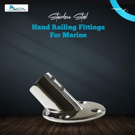 MARINE CITY Heavy Duty 316 Grade Stainless Steel Marine Grade Casting Boat Hand Railing Fittings Round Base 45 Degree Tube Base for Marines – Boats – Ships – Yachts (2 Pcs)