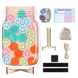 Smile Magnetic Reward Jar with 500 Pcs Happy Stickers for Home Kids Potty Training Chart, Classroom Board, School Student Teacher Supplies