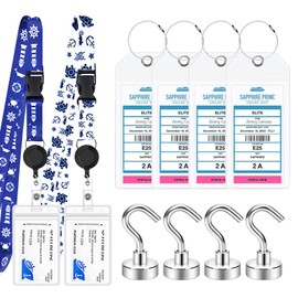 4 Cruise Luggage Tags Holder with Zip Seal and Steel Loops + 2 Detachable Cruise Lanyard with ID Holder Badge + 4 Magnetic Hooks - Cruise Ship Essentials for Alaska,Norway,Carnival and NCL
