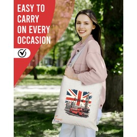 Coralgraph Inc TB2043 - Natural Reusable Shopping Souvenir Tote Bag Featuring England - (Design 6)