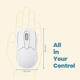 Perixx PERIMICE-209 P, ratón óptico PS2 con Cable con Rueda de Desplazamiento y 1000 dpi, Blanco (11832)