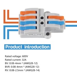 AEDIKO Lever Wire Connectors 2 IN 4 OUT Quick Wiring Cable Connector Compact Wire Terminal Block for 28-12 AWG, 28-14 AWG Pack of 10