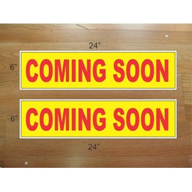 2-6x24 Coming Soon Real Estate Rider Sign Yellow and Red