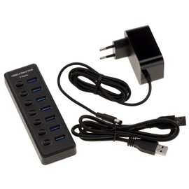 KALEA-INFORMATIQUE USB 3.2 Gen 2 10G Hub mit 7 Anschlüssen vom Typ A mit Schaltern - Externes Netzteil 12V 2A im Lieferumfang enthalten