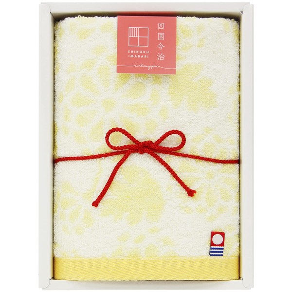 Hayashi GI052800 Towel Gift Shikoku Imabari Kanon Chrysanthemum Floral Pattern Wash Towel, 1 Piece Set, Made in Japan, 13.4 x 13.8 inches (34 x 35 cm), Yellow
