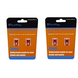 TechPlay pack of 2, Roby ceramic needle for Turntables (4 pack Red)