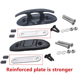 MIZUGIWA 4-1/2" Folding Cleat Black Marine Stainless Steel Boat Cleat Flip Up Dock Cleat W/Back Plate & Fasteners,Pack of 4