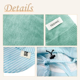 Fuxiqar Light Blue Shawl and Striped Bucket Hat Set for Women – Summer Casual Knit Wrap with Sleeves + Breathable Lightweight Hat for Everyday Comfort and Travel(Sky Ease)