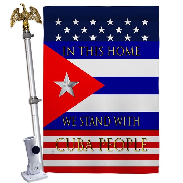 USA Decoration Stand with Cuba House Flag Eagle Set Support