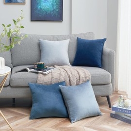 Topfinel Blue Cushion Covers 50cm x 50cm for Livingroom Large Fluffy Cushions Sofa Scatter Decorative Velvet Pillow Cover 20 x 20 inch Set of 4 for Bedroom