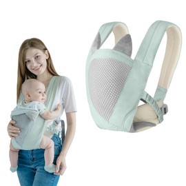 Huifen Handsfree Baby Carrier, Baby Essentials Baby Wraps Lightweight Baby Sling Carriers Travel Gear Cozy Infant Holder Adjustable Breathable Mesh Toddler Carrier Newborn to Toddler 7-40 lbs (Green)