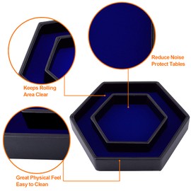 SIQUK Dice Tray with Lid Hexagon Dice Holder Dice Rolling Tray for DND RPG Dice Games and Other Table Games, Blue