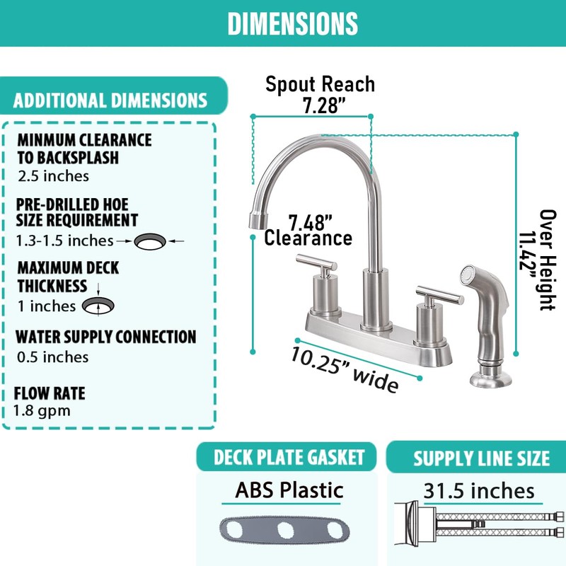 Kitchen Faucets, Kitchen Faucet with Sprayer, Brushed Nickel Kitchen Sink