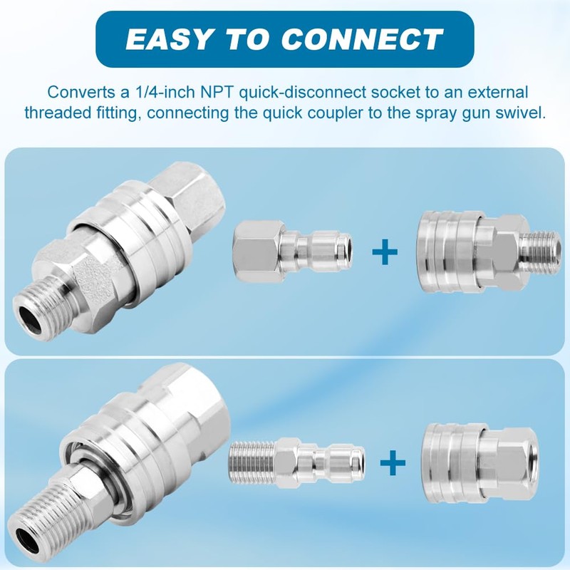 Axrivonte 2 Sets NPT 1/4 Inch Pressure Washer Coupler Quick
