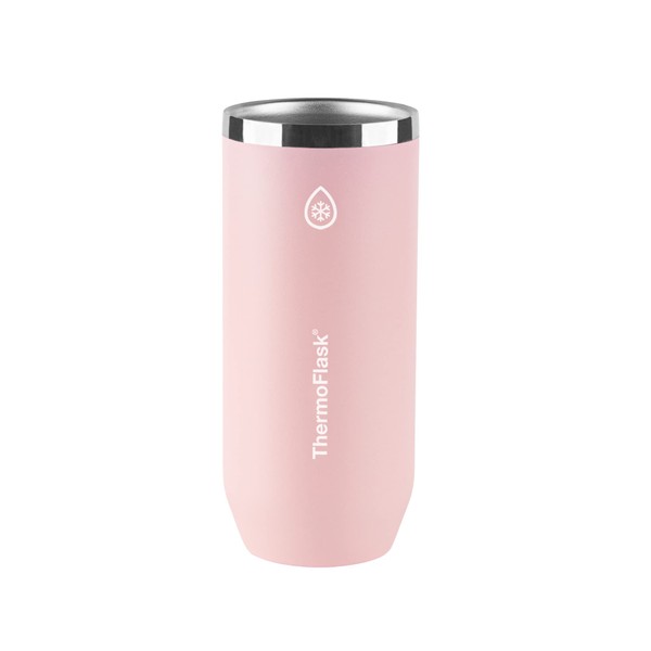 ThermoFlask Premium Quality 2-in-1 Vacuum Insulated Can Cooler Cup, Slim Size, 12 Ounce, Pink Salt