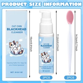 TECHEEL Pack of 2 Cat Acne Cream Cat Acne Chin Care Set Equipped with Cat Acne Cleaning Brush Cat Care Cat Chin Softness and Freshness