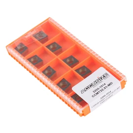 Accusize Industrial Tools Ccmt32.51-Md Cvd Insertos de carburo recubiertos Cvd, 10 piezas/caja, negro y amarillo, 2200-1014