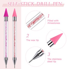 SPOKKI 2 PCS Diamond Painting Pens, Diamond Painting Accessories No Wax Needed Self-Stick Drill Pens, Diamond Art Pens for DIY Crafts Painting Cross-Stitch Nail Art (Pink+Purple)