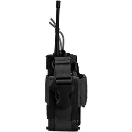 WMM Tactical Radio Holder Case Molle Radio Pouch Military Heavy Duty Radios Holster Bag for Two Ways Walkie Talkie Compatible with Bags/Packs/Duffels by WMM (Black)