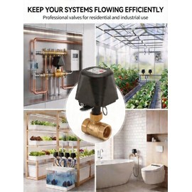 Smart WiFi Water Valve, Brass Motorized Ball Valve with Timer & App Remote Control, Alexa/Google Home Compatible, Ideal for Garden Sprinkler, Pool Filling, Greenhouse & Hydroponics, 1/2" NPT