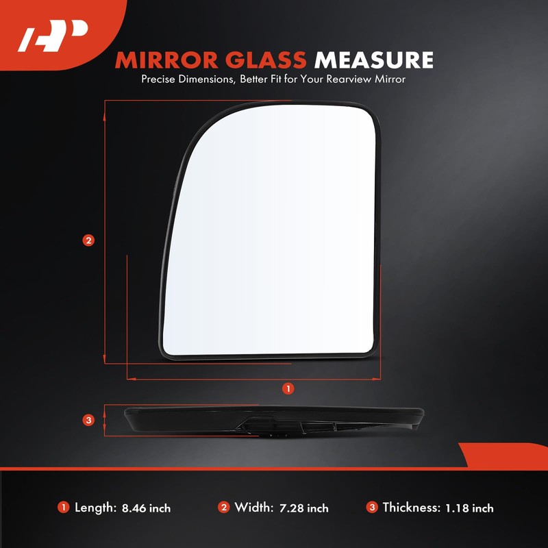 A-Premium Heated Mirror Glass with Backing Plate Compatible with Ford
